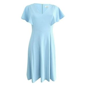 Calvin Klein Powder Flutter Sleeve V-Neck Dress Size 14 | Excellent Condition